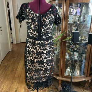 La Diosa Black Lace Dress With Nude Lining.